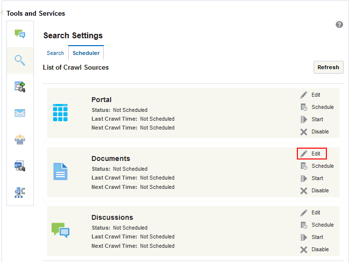 Elastic Search Setting Scheduler This image shows the Search Settings page.