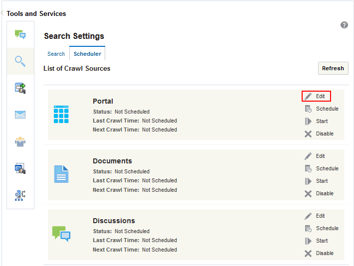 Elastic Search Setting Scheduler This image shows the Search Settings page.