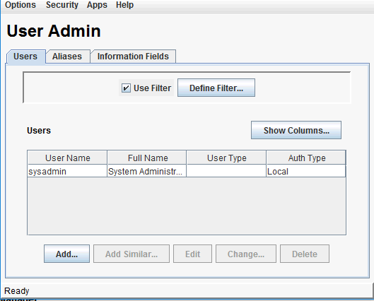 User Admin Page