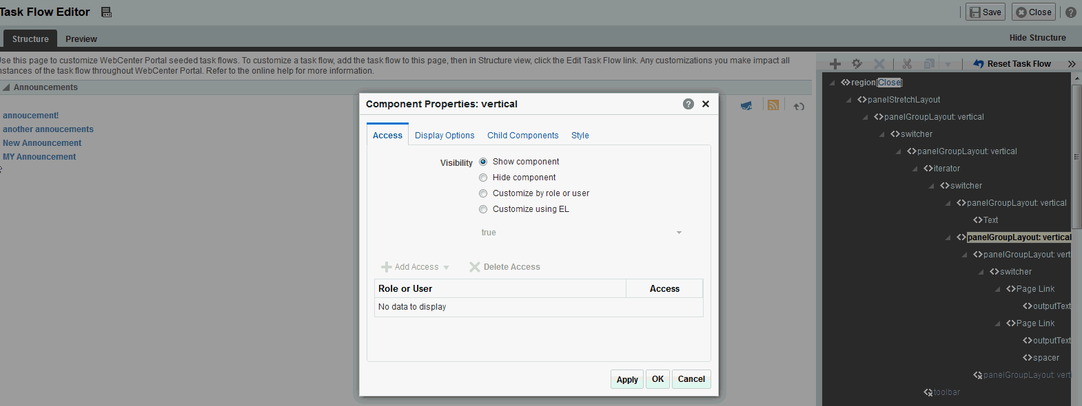 Component Properties Dialog