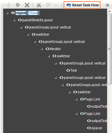 Reset Task Flow Option for a Selected Element
