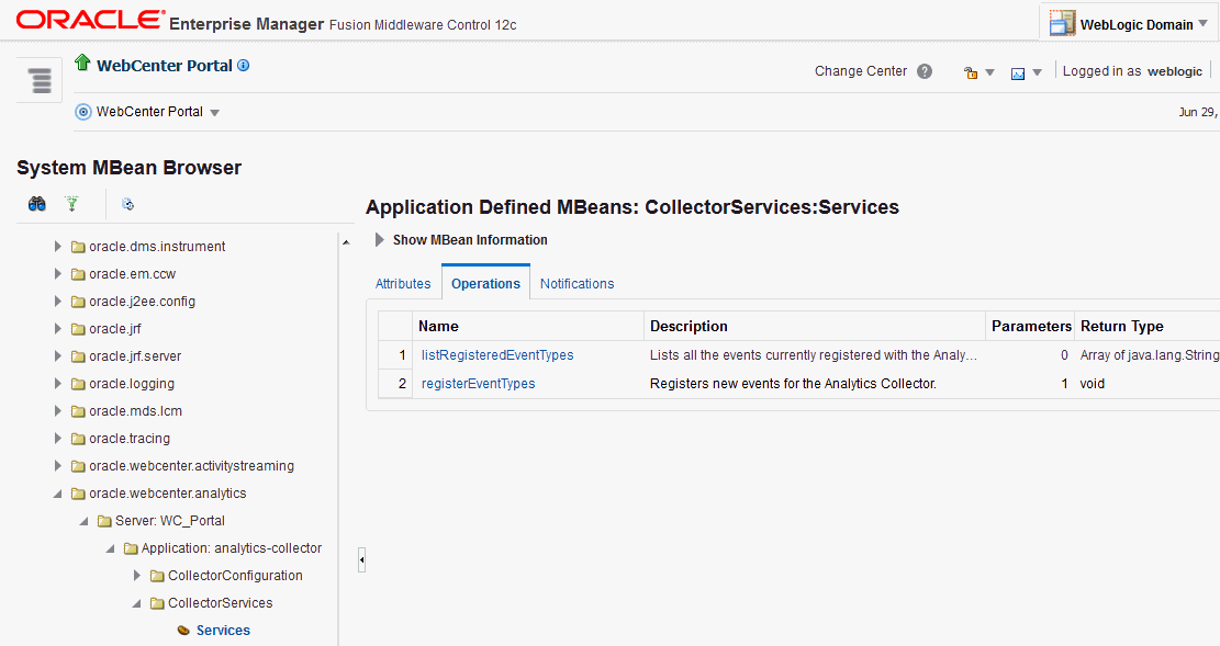 System MBeans Browser - Register Analytics Events System MBeans Browser: Registering Analytics Events