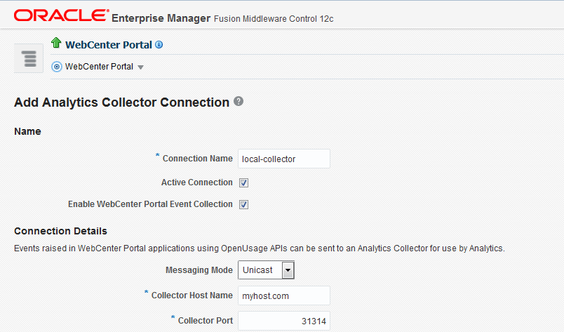 Add Analytics Collector Connection Adding Analytics Collector Connection