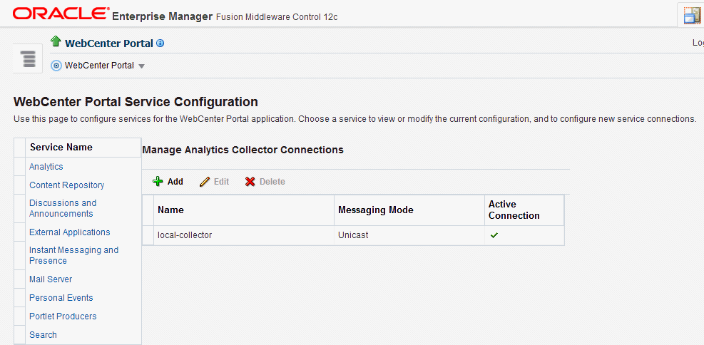 Configuring Analytics Collector Connections Configuring Analytics Collector Connections