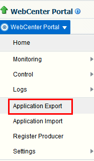 WebCenter Portal Menu - Application Export Option