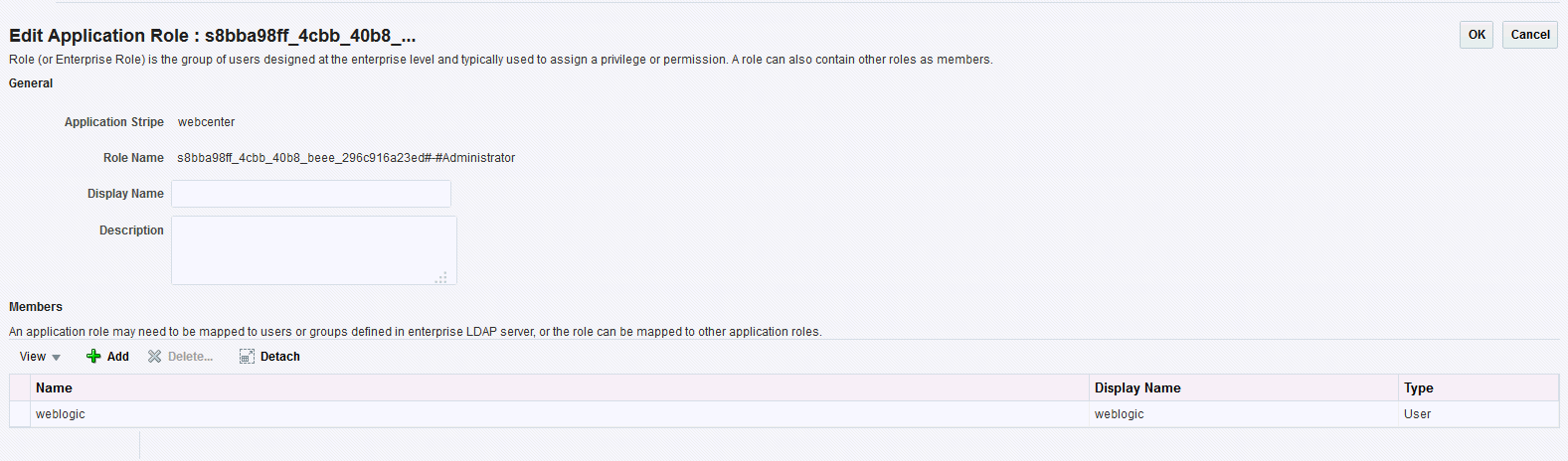 Edit Application Role Page
