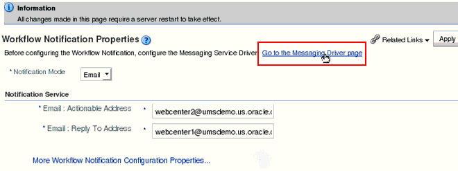 Email Notification Mode Properties