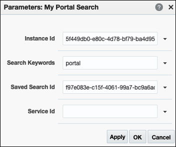 Saved Search task flow parameters