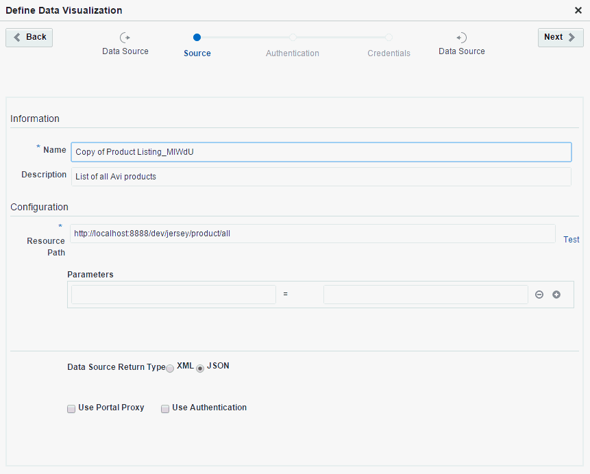 Data Source Wizard: Source Page
