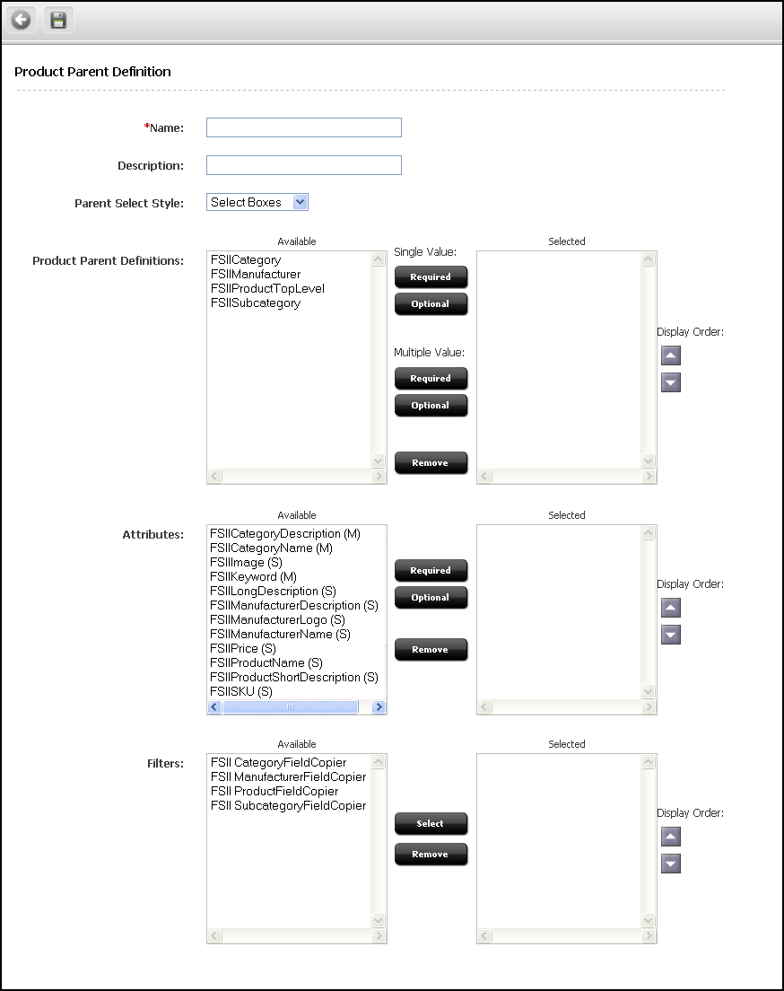 This image shows the Product Parent Definition dialog.