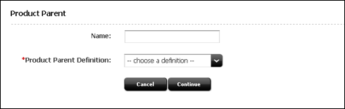 This image shows the Product Parent dialog.