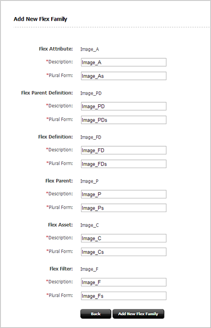 This image shows the Add New Flex Family dialog.