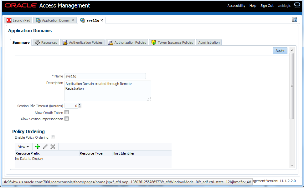 This images shows the Application Domains page.