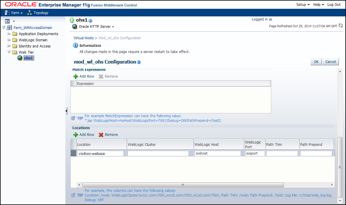 Oracle HTTP Server — mod_wl_ohs page.