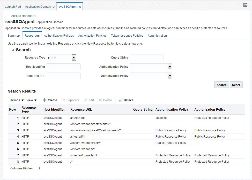 Application Domains — Resources tab.