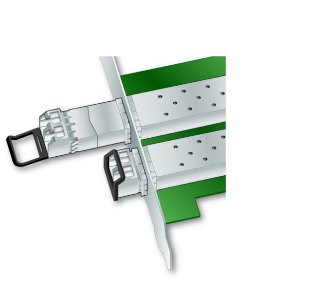 Graphic that shows one transceiver partly extracted and the other latched in place.