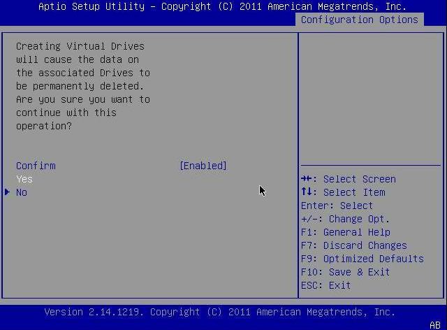 Graphic that shows how to confirm the creation of a logical drive