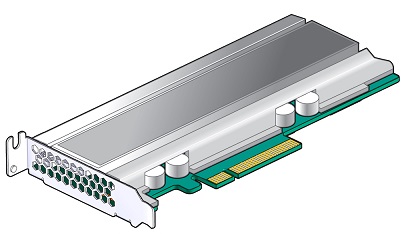 Illustration showing Oracle Flash Accelerator F640 PCIe Card v3 with bracket Illustration showing Oracle Flash Accelerator F640 PCIe Card v3 with bracket