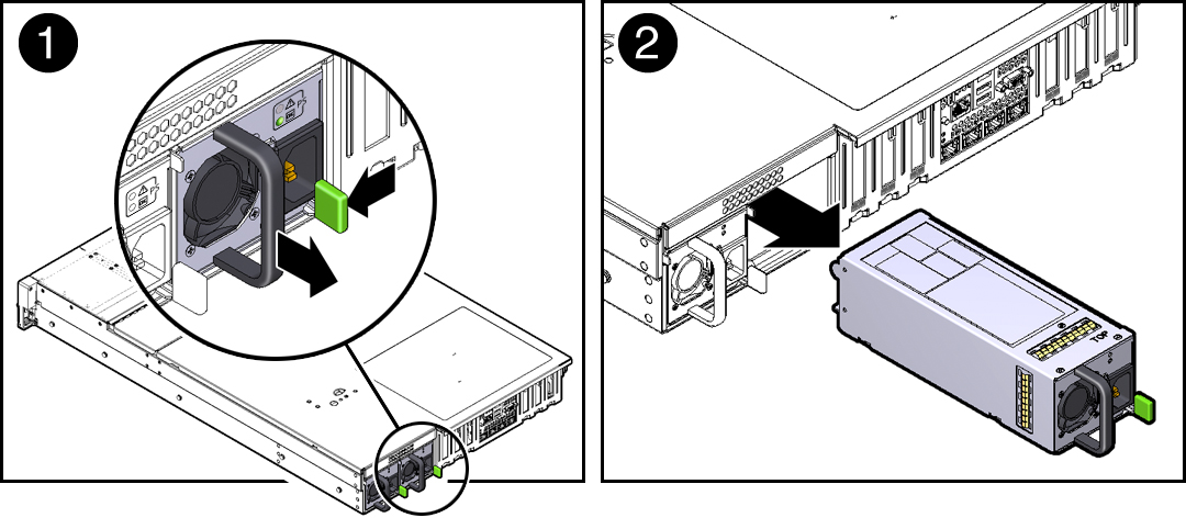 image:Figure showing how to remove a power supply.