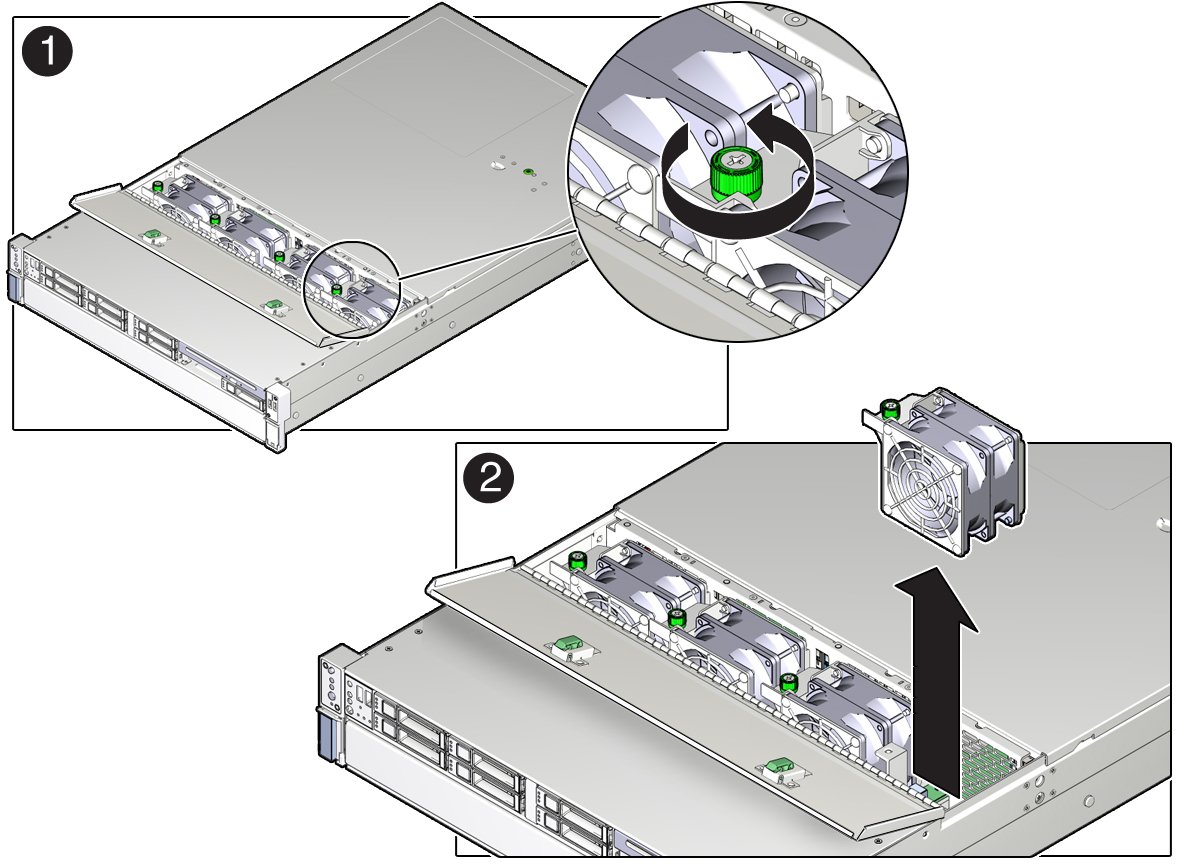 image:Figure showing how to remove a fan module.