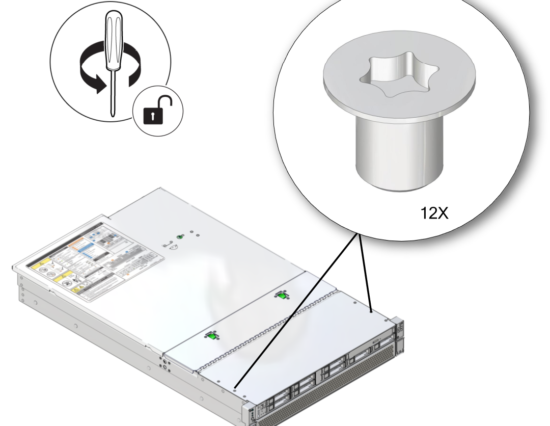 image:Figure showing how to remove the 12 screws from the fan                                 cover.