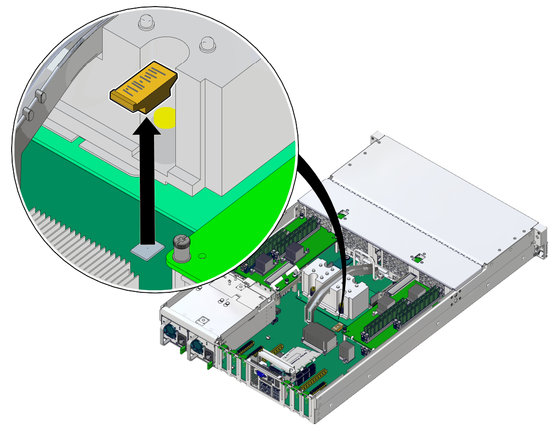 image:Figure showing how to remove the SC PROM from the                             motherboard.