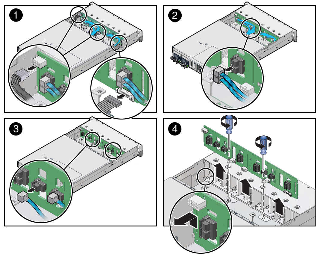 image:Figure showing how to remove the NVMe drive backplane.