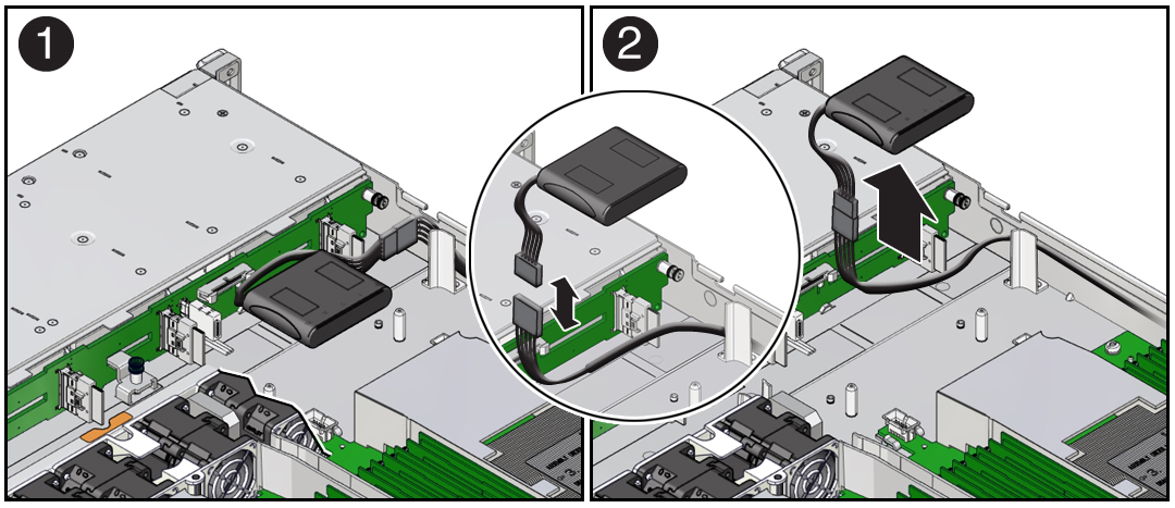 image:Figure showing how to remove the super capacitor from the                             server.