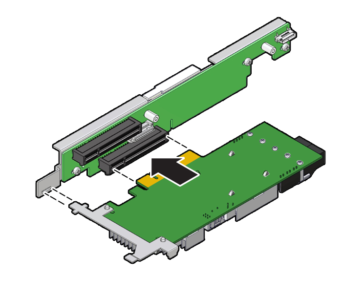 image:Figure showing how to install the internal HBA card in slot                             4.