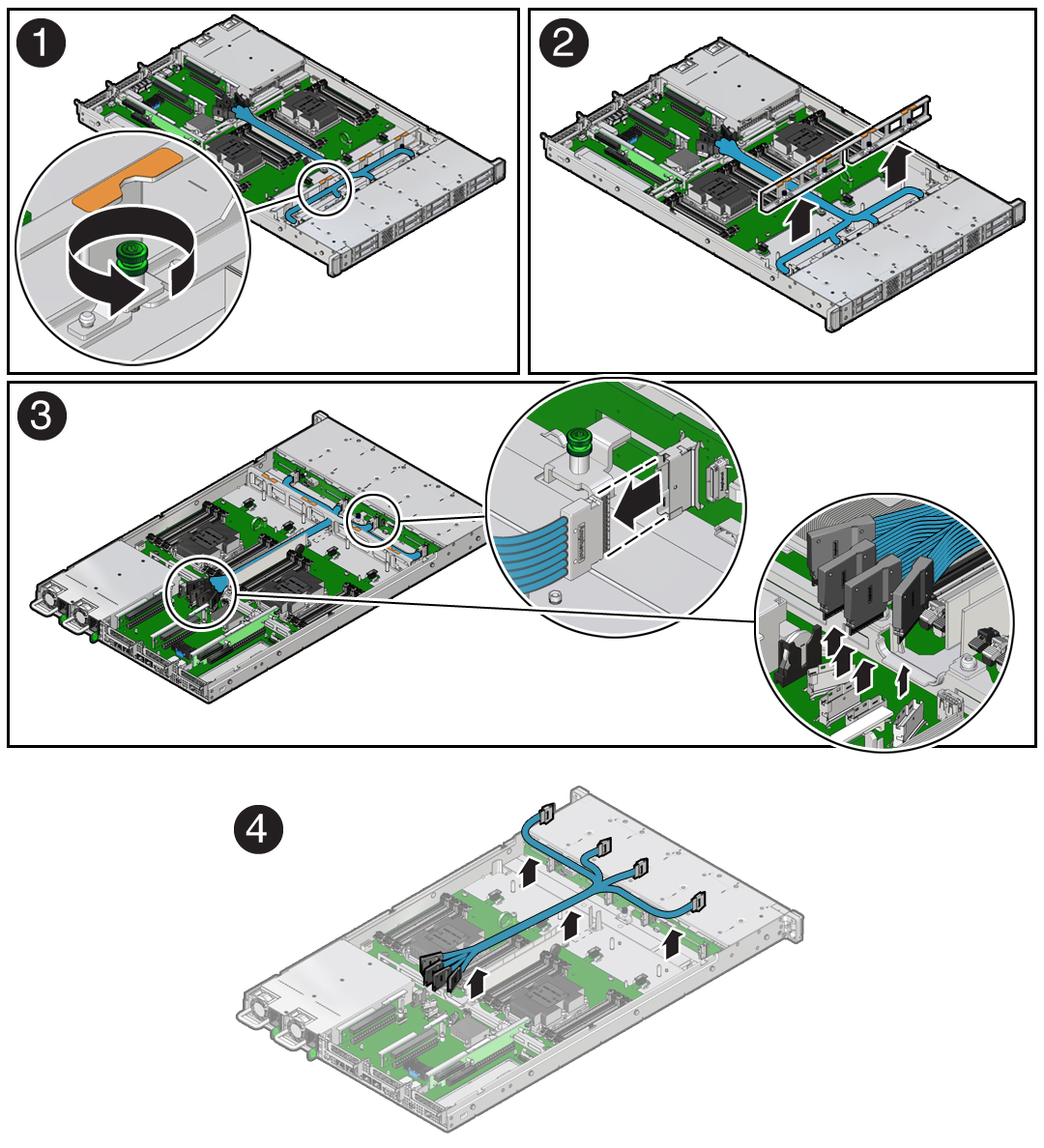 image:Figure showing how to remove the NVMe cables.