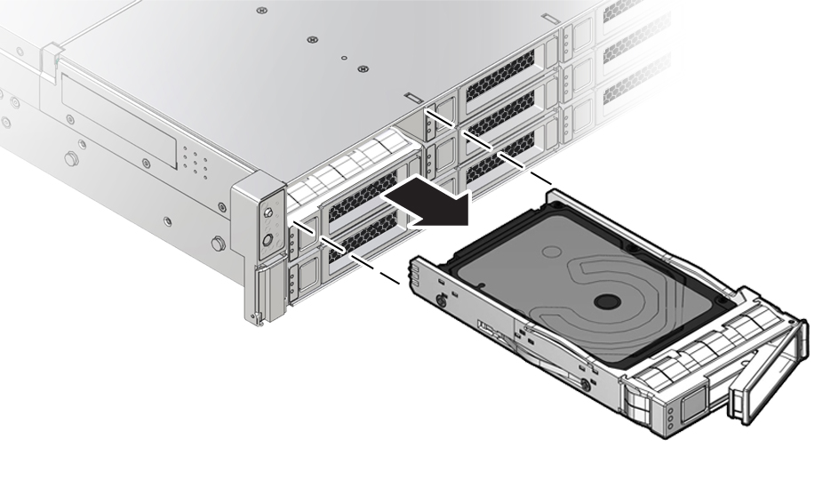 image:Figure showing a storage drive being removed from the                                 server.