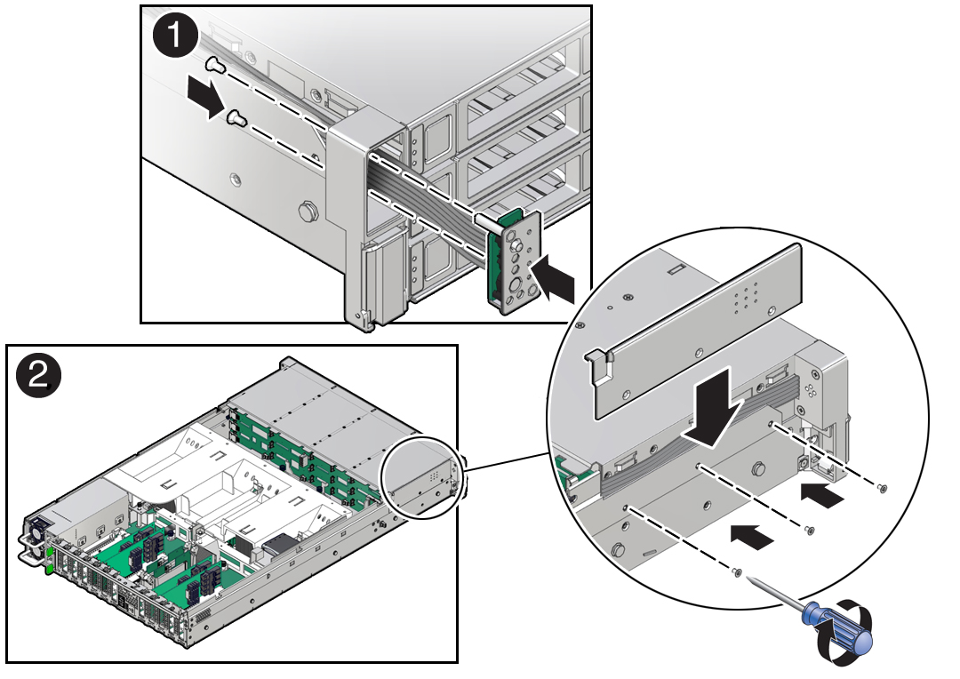 image:Figure showing the installation of the front LED indicator                                     module.