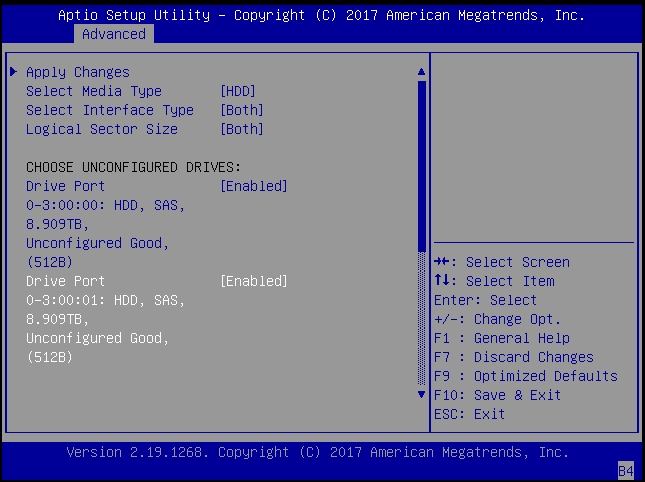 image:Picture of the configuration screen showing the enabled                                         drive.