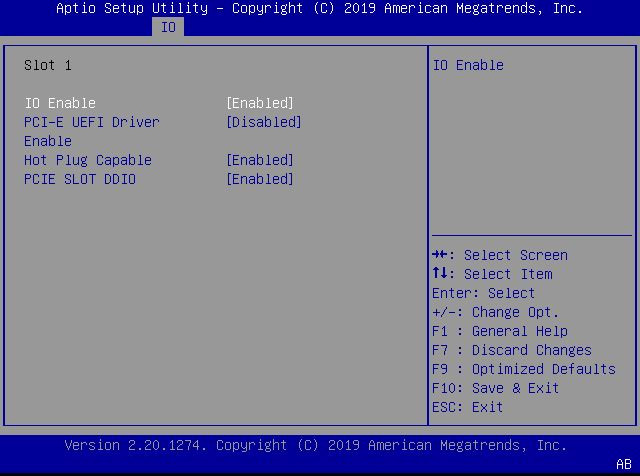 image:This figure shows the IO resource allocation screen within the                                 IO Menu.