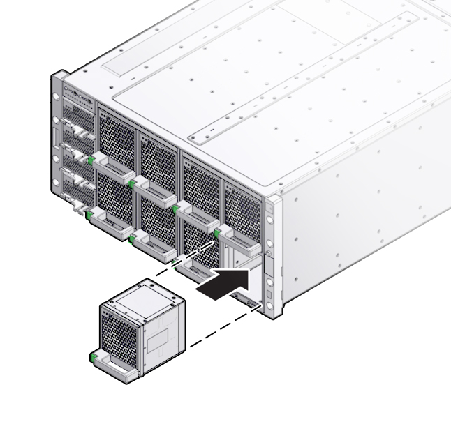 image:Image showing the installation of a fan module into its                                 slot.