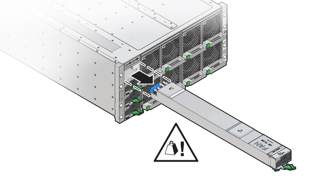 image:Image showing the removal of the power supply from a                                 slot.