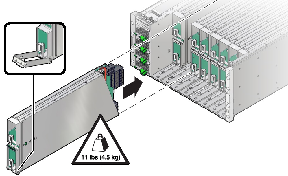 image:Image showing the CMOD aligned with its slot in the                                 server.