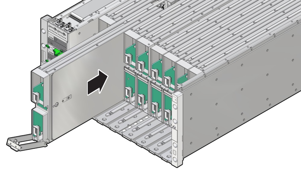 image:Image showing the installation of the CMOD into its                                 slot.
