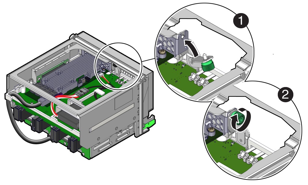 image:Image showing the locking lever on the side of the                                             SMOD.