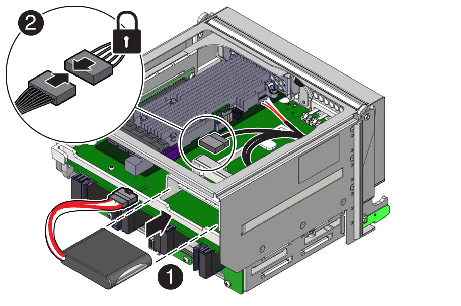 image:Image showing ESM being inserted and the cable being                                     connected.