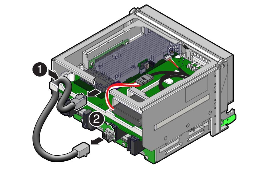 image:Image showing SMOD with SAS cable being                                     disconnected.