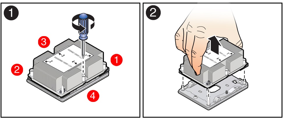 image:Figure showing processor-heatsink module being removed from                                     the socket.