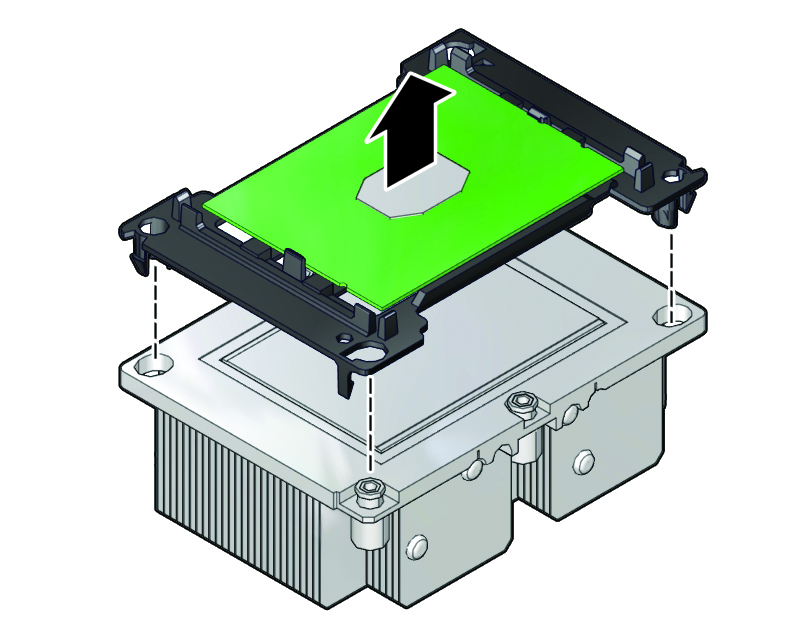 image:Figure showing the processor carrier being detached                                             from the heatsink.