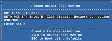 image:Graphic showing the Please Select Boot Device menu.