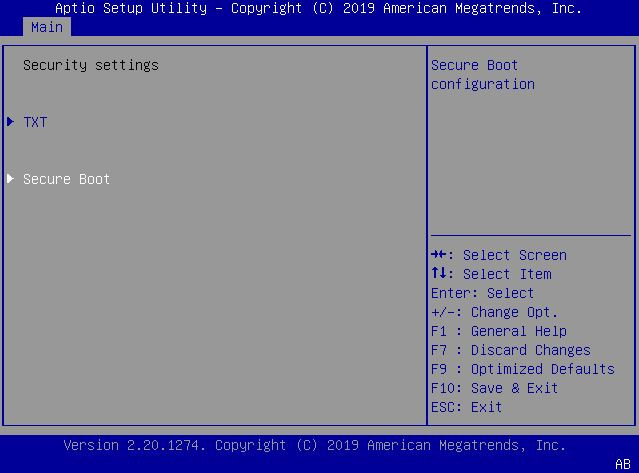 image:This figure shows the Security Settings screen within the Main                                 Menu.