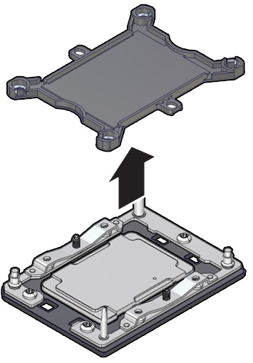 image:Figure showing how to remove the processor socket                                     cover.