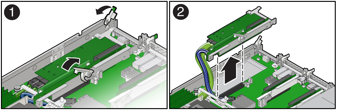 image:Figure showing how to remove the PCIe riser from slot 3.