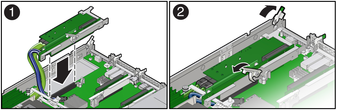 image:Figure showing how to install the PCIe riser into slot 3.