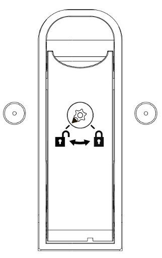 image:Figure showing the release button latch in the unlocked                                 position.
