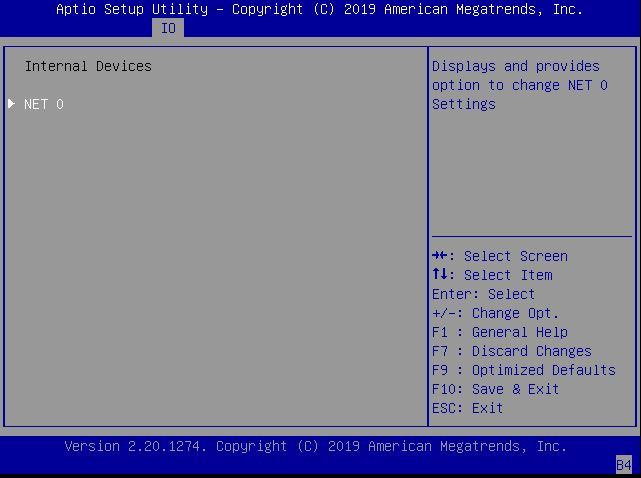 image:This figure shows the Internal Devices screen on the IO                                 Menu.